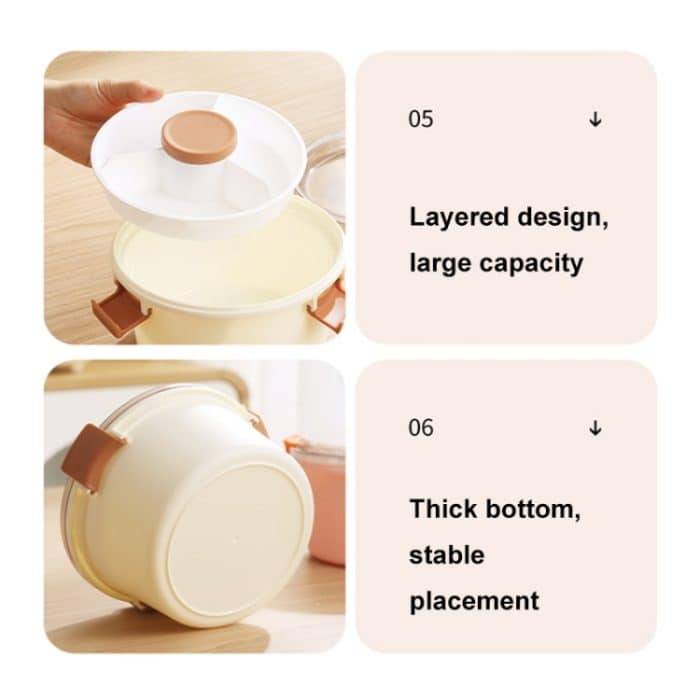 1100ml Cartoon Runde Mikrowellengeeignete Bento Box Outdoor Student Lunchbox, Beauty Pink, Space Blue, Bear Brown – Bild 5