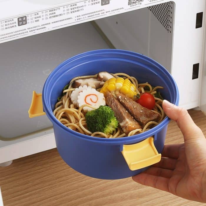 1100ml Cartoon Runde Mikrowellengeeignete Bento Box Outdoor Student Lunchbox, Beauty Pink, Space Blue, Bear Brown – Bild 8