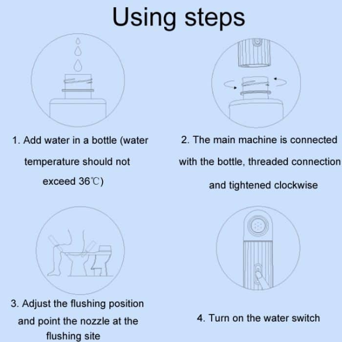 Weiblicher Hand-Mini-Externer Vaginalwasch-Mutterschafts-tragbarer elektrischer weiblicher Reiniger, With LED Light, No Light, With LED Light+Bottle, Lightless Model+Bottle – Bild 9