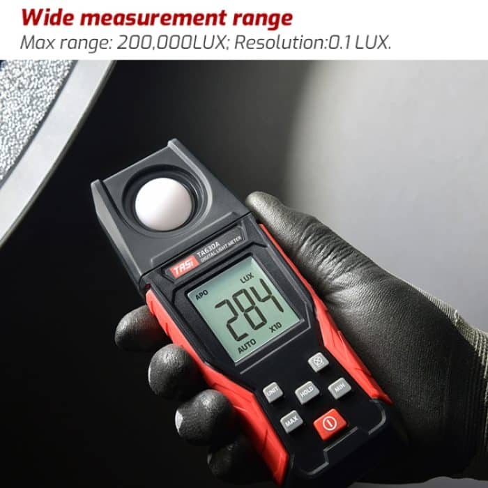 Digitales Lichtmessgerät Beleuchtungsstärke Luxmeter Hintergrundbeleuchtung LCD-Display 0,1-200000 LUX/0,01-20000FC Lichtsensortester, TA630A – Bild 4