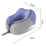 Farbblockierendes U-förmiges Kissen aus Eisseiden-Memory-Schaum, tragbares Nickerchen-Nackenpflegekissen – Bild 2