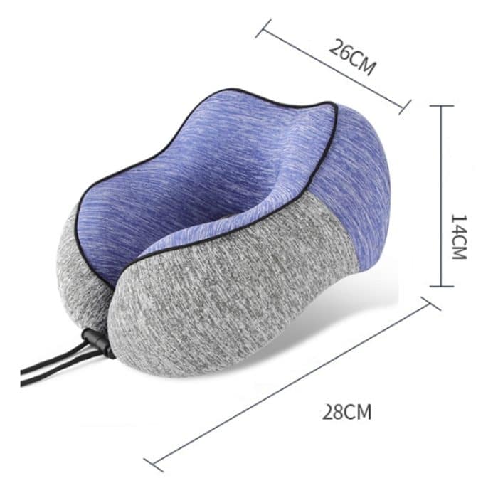 Farbblockierendes U-förmiges Kissen aus Eisseiden-Memory-Schaum, tragbares Nickerchen-Nackenpflegekissen – Bild 2