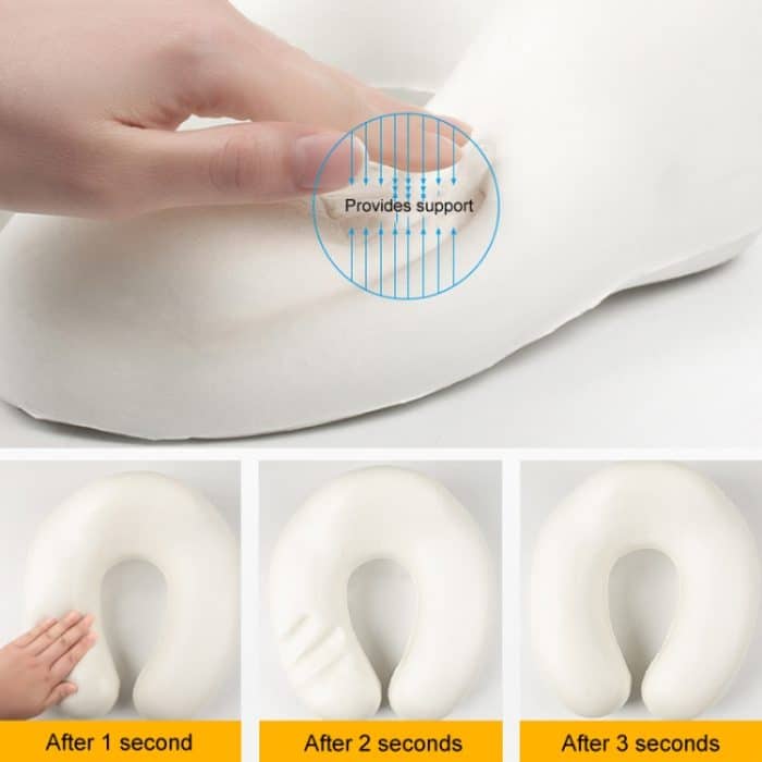 Farbblockierendes U-förmiges Kissen aus Eisseiden-Memory-Schaum, tragbares Nickerchen-Nackenpflegekissen – Bild 8