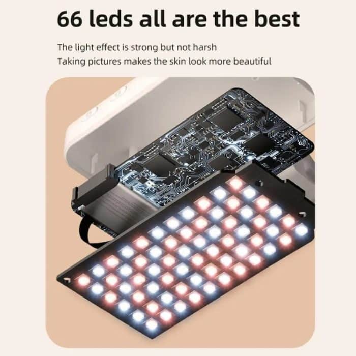 66 LEDs Selfie-Fülllicht, wiederaufladbar, 3 Modi, aufsteckbares Taschenlicht für Telefon, Laptop, Tablet, Meeting, 66 LEDs  White, 66 LEDs  Black – Bild 7
