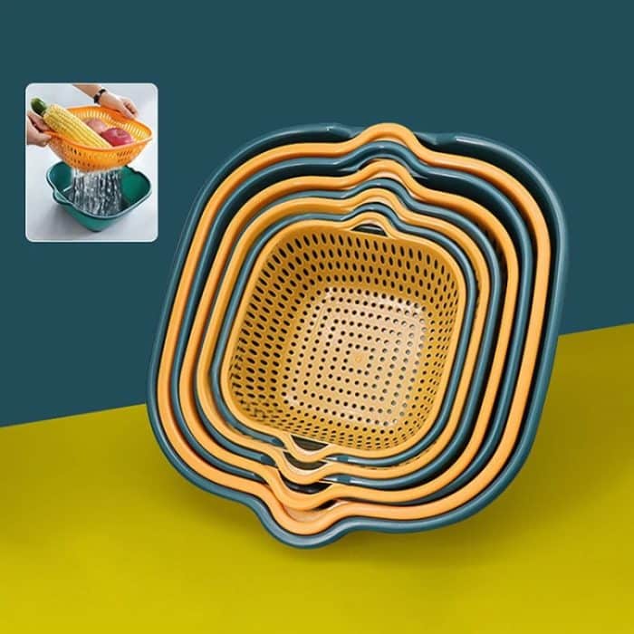 8-in-1-Abflusskorb, doppelschichtiger Gemüsewaschkorb, Obstbecken – Bild 1