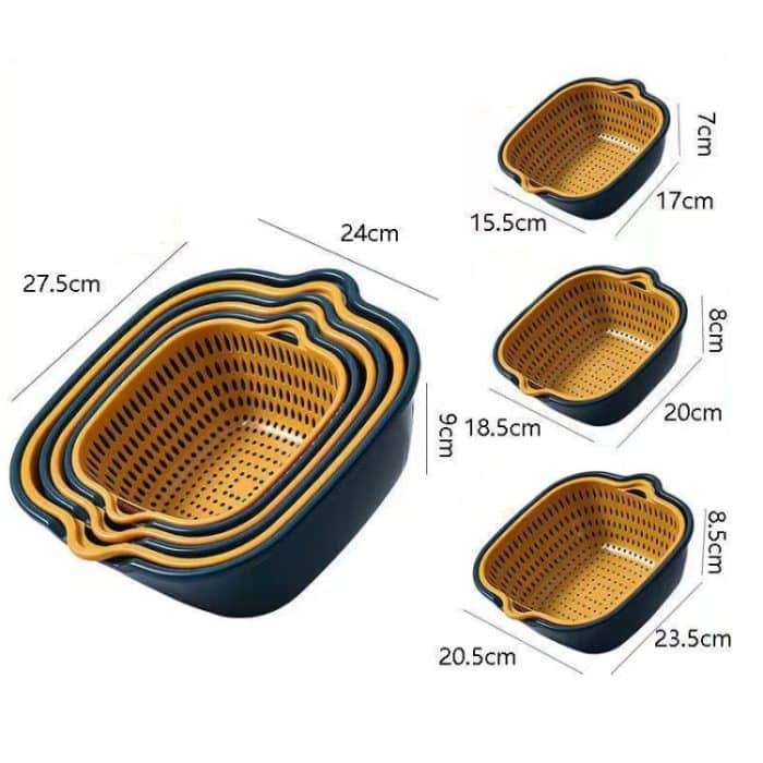 8-in-1-Abflusskorb, doppelschichtiger Gemüsewaschkorb, Obstbecken – Bild 7