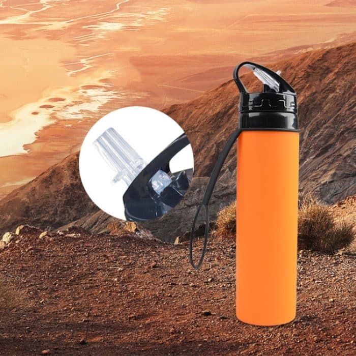 600ml Faltbarer Reitwasserbecher aus Silikon Tragbarer Umweltschutz Bruchsichere Silikon-Wasserflasche – Bild 8