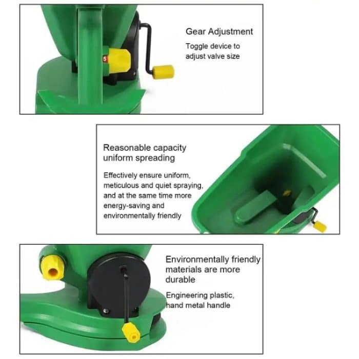 Handbetriebener Saatgutstreuer für Dünger, Salz, Eisschmelze, Garten- und Rasenwerkzeug für kleine Farmen – Bild 5