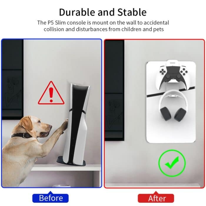 Für PS5 Slim JYS-P5193 Konsolen-Wandhalterung, hängendes Aufbewahrungsregal mit Kopfhörergriff-Organizer, For PS5 Slim (Black), For PS5 Slim (White) – Bild 6