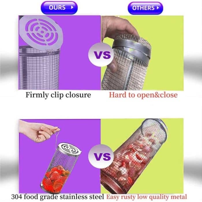 Upgrade-Grillkäfig mit Klappdeckel und Rollkorb aus Edelstahl, Small, Large, Small+Large – Bild 5