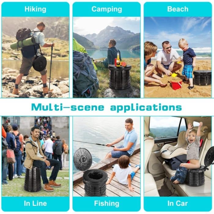 Auto im Freien multifunktionale einziehbare verdickte Klapphocker tragbare Toilette, 50cm(Black) – Bild 7