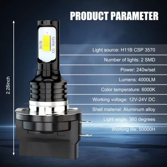 2 Stück H11B 3570 2LED 80 W Auto-Scheinwerferlampen, hohe helle Nebelscheinwerfer, H11B (White), H11B (Yellow), H11B (Ice Blue) – Bild 7