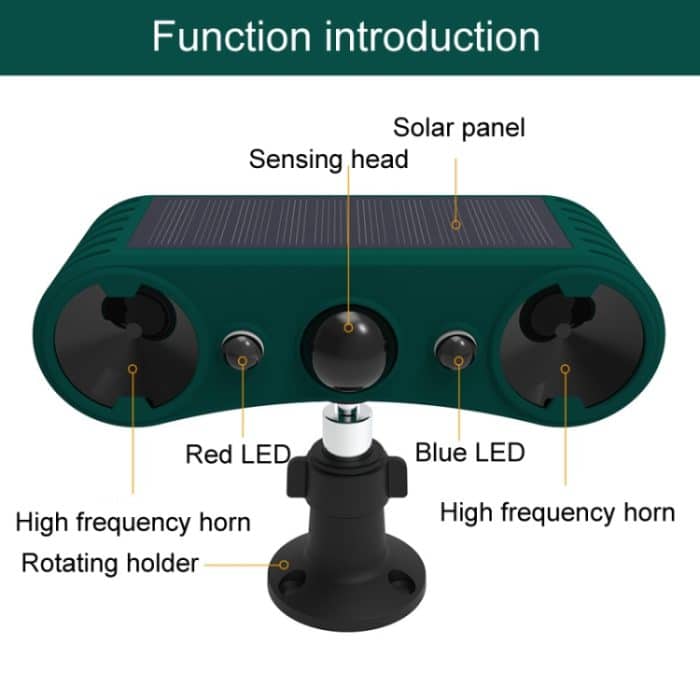 N911W Solarbetriebener Mausvertreiber, Alarm, Infrarotsensor, Tierabwehr – Bild 5
