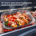 Quadratischer Grillkorb aus Edelstahl mit erhöhtem Griff, verbrühungshemmender Grillkorb, 42.5x28x10.5 – Bild 3