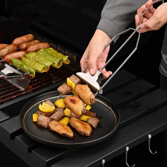 Grillspieße aus Edelstahl, halbautomatische Grillgabel, 3 Way Skewer, 6pcs /Pack 1 Way Skewer, 5 In 1, 6 In 1 – Bild 2