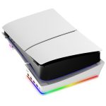 Für Sony PS5 Slim IPEGA PG-P5S021 RGB Light Host Horizontalständer mit 4 USB-HUBs, White, Black