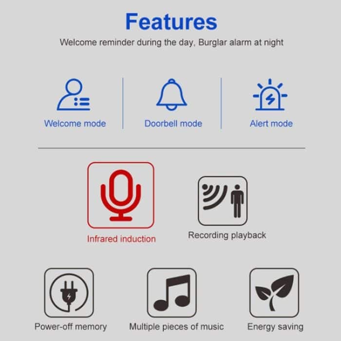 Intelligenter, mit Infrarotsensoren aufzeichnbarer Türklingel-Willkommenslautsprecher mit Sprachaufforderung, N911P – Bild 4