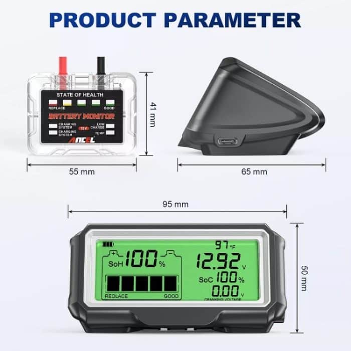 ANCEL 12V LED-Autobatterietester SOH/SOC-Analysetool für wiederaufladbare Batterien – Bild 3