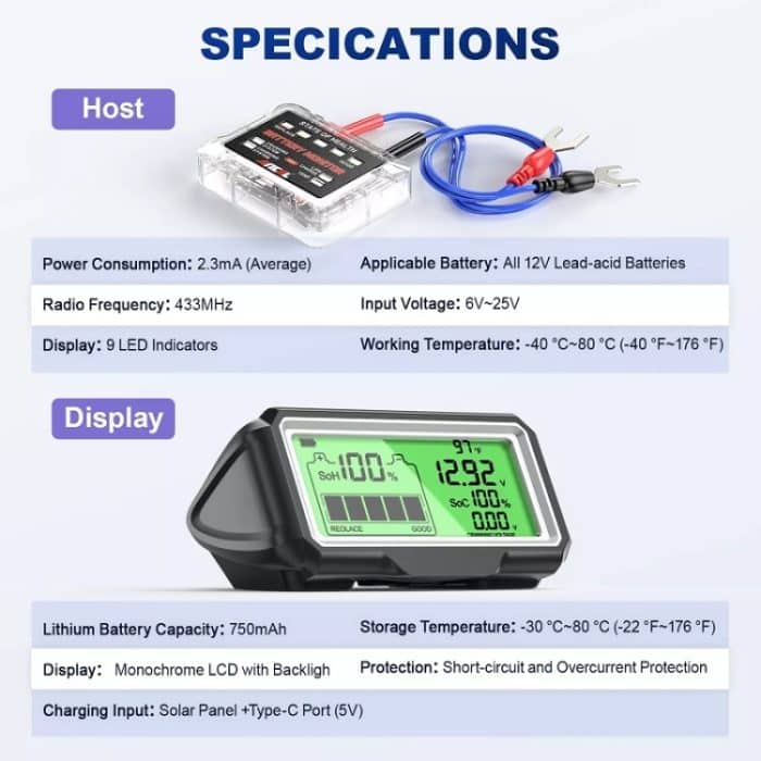 ANCEL 12V LED-Autobatterietester SOH/SOC-Analysetool für wiederaufladbare Batterien – Bild 4