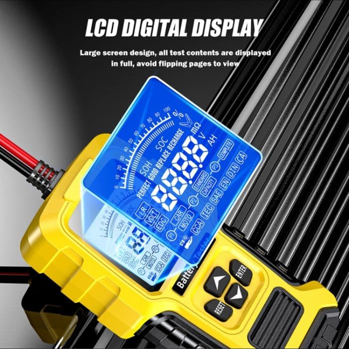 FOXSUR 12V/24V Kfz-Blei-Säure-Batterie-Innenwiderstands-Schnellanalysator, Yellow – Bild 9