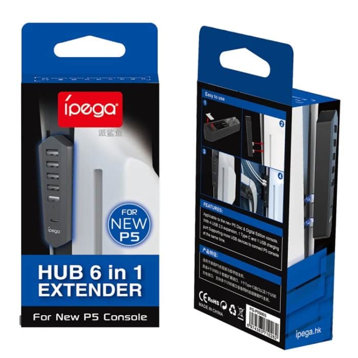 Für Sony PS5 Slim IPEGA PG-P5S003 6-in-1-Spielekonsole USB 2.0 HUB Hochgeschwindigkeitsübertragungs-Expander – Bild 5