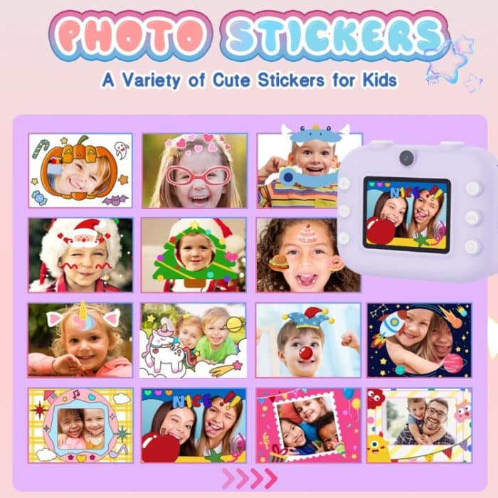 M8 2,4-Zoll 1080P HD 2400W Pixel Dual-Kamera Kinder Thermodruckkamera, Pink, Blue, Purple, Pink+32GB, Blue+32GB, Purple+32GB – Bild 11