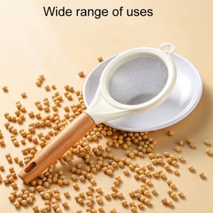 Mehlsieb aus Edelstahl für den Haushalt, Küchen- und Backsieb, Wooden Handle – Bild 4