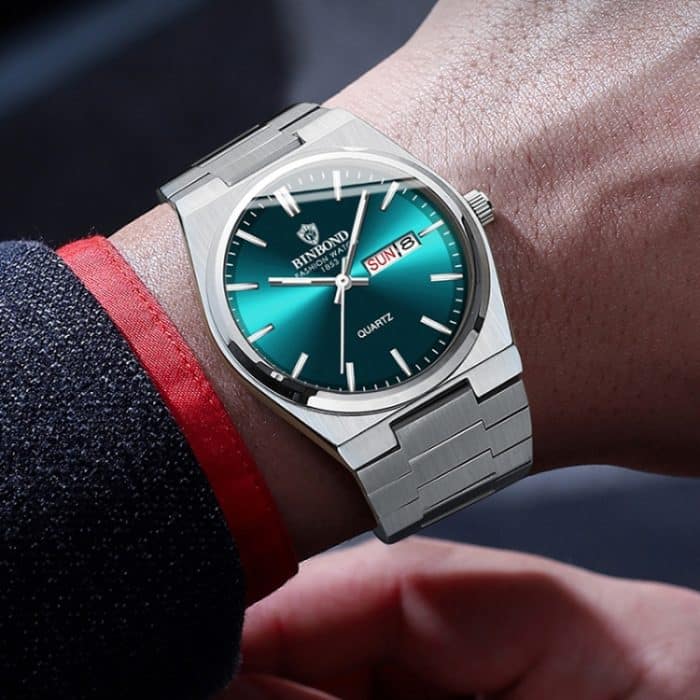 BINBOND B102 Freizeit-Quarzuhr mit zwei Kalendern und leuchtender Wasserdichtigkeit, White Steel-Blue, White Steel-Green, White Steel-Black, White Steel-White, Inter-Rose-Gold-Blue, Inter-Rose-Gold-Black, Inter-Rose-Gold-White, Inter-Rose-Gold-Green... – Bild 8