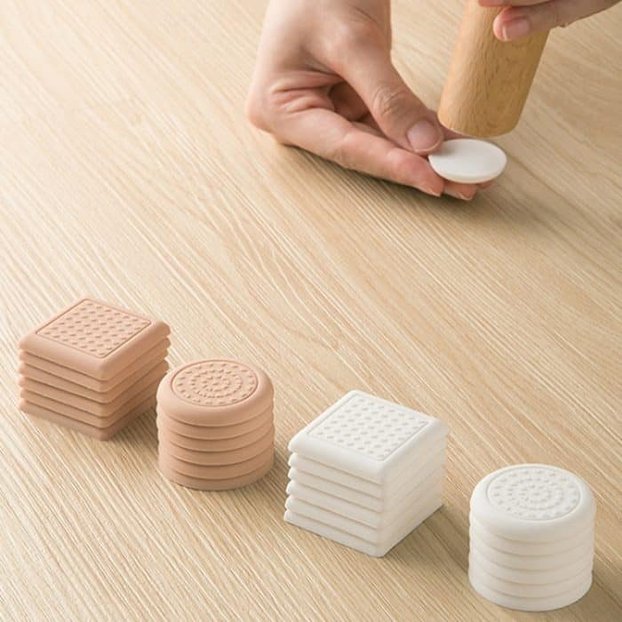 4 teile/satz Stille Und Verschleiß Beständig Stuhl Fuß Abdeckung Haushalt Hocker Anti-Slip Schutz Pads, 60mm Round white, 50mm Round Almond Color, 50mm Round Coffee Color, 50mm Square White, 60mm Square Almond Color, 60mm Square Coffee Color – Bild 10