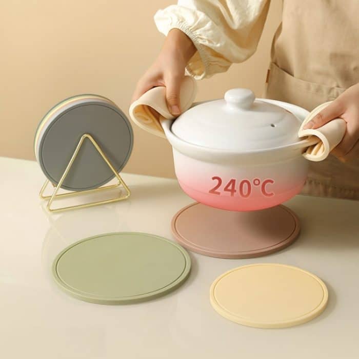Runde Wärmedämmmatten für den Haushalt, für die Küche, hochtemperaturbeständiges Silikonpad, Bowl Pad Brown, Bowl Pad White, Bowl Pad Green, Pot Pad Brown, Pot Pad White, Pot Pad Green – Bild 2