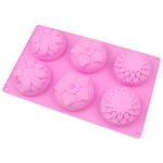 6 Gitter 3 Gruppen Blumenform Silikon Kuchenform Backen DIY handgemachte Seife Modell Sonnenblume Mond Kuchenform, 6 Grids Flower – Bild 3