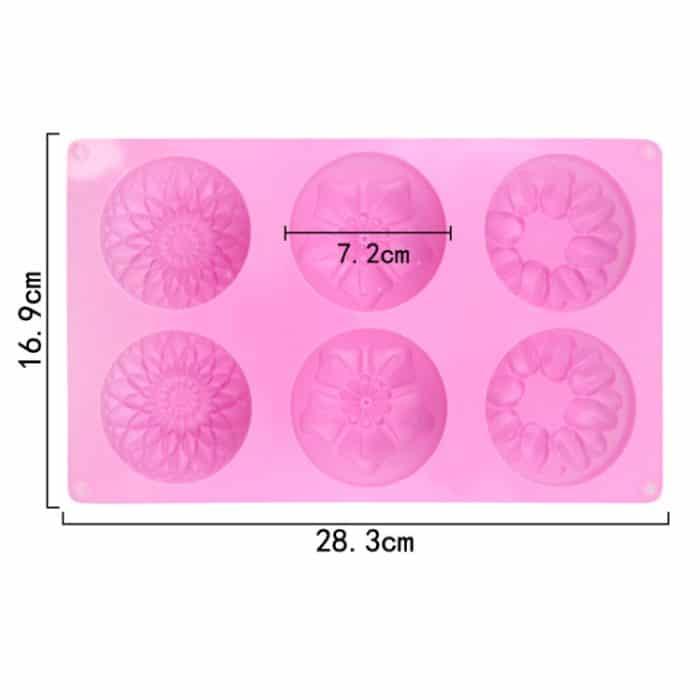 6 Gitter 3 Gruppen Blumenform Silikon Kuchenform Backen DIY handgemachte Seife Modell Sonnenblume Mond Kuchenform, 6 Grids Flower – Bild 5