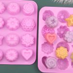 12 Grids Verschiedene Blume Gras Form Silikon Modell Küche Backen Kuchen Modell DIY Handgemachte Seife Form, Pink Light Model, Pink Heavy Model – Bild 2