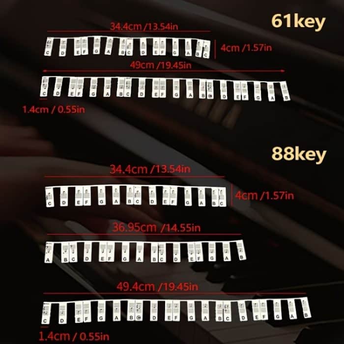 Anleitung für Klaviernoten aus Silikon, abnehmbare Klaviertastatur, 88 Keys White Bottom Black Text, 88 Keys White Bottom Color Text, 61 Keys White Bottom Black Text, 61 Keys White Bottom Color Text – Bild 3