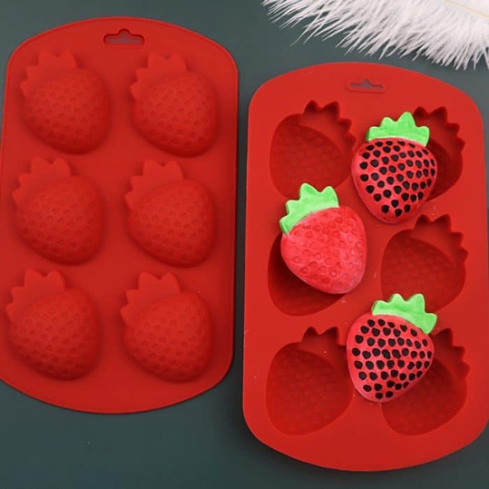 6 Grids Erdbeere Silikon Kuchen Form Backen DIY Schokolade Form, 6 Grids Strawberry – Bild 4