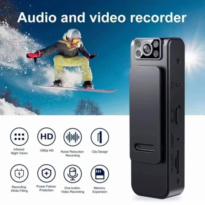 1080P Videorecorder 130-Grad-Weitwinkelobjektivkamera mit rückseitigem Clip Infrarot-Nachtsicht, L8 Wifi Version With 64G Memory Card – Bild 2