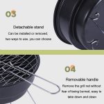 Tragbarer kleiner, zusammenklappbarer runder BBQ-Grill für den Außenbereich, Wildcamping, Kochutensilien, With Storage Bag, No Storage Bag – Bild 4