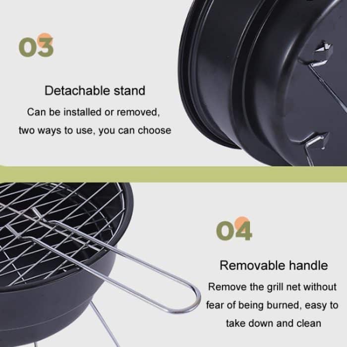 Tragbarer kleiner, zusammenklappbarer runder BBQ-Grill für den Außenbereich, Wildcamping, Kochutensilien, With Storage Bag, No Storage Bag – Bild 4