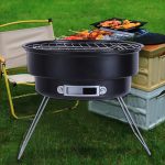 Tragbarer kleiner, zusammenklappbarer runder BBQ-Grill für den Außenbereich, Wildcamping, Kochutensilien, With Storage Bag, No Storage Bag – Bild 7