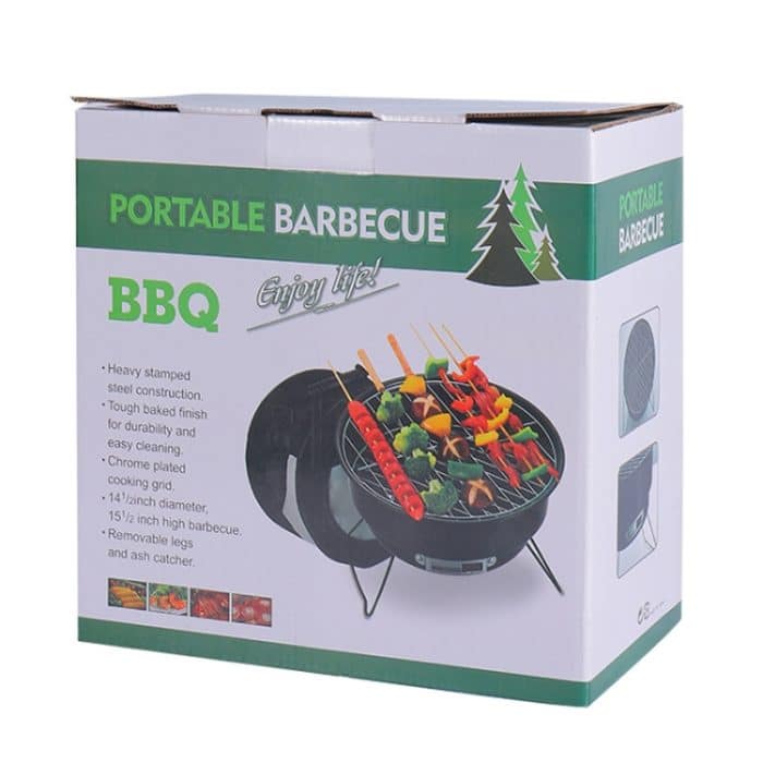 Tragbarer kleiner, zusammenklappbarer runder BBQ-Grill für den Außenbereich, Wildcamping, Kochutensilien, With Storage Bag, No Storage Bag – Bild 8