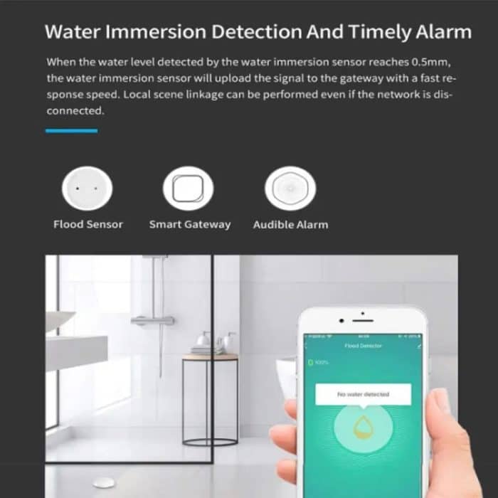 Zigbee WiFi Wasserleckdetektor Wassersensor Alarmunterstützung Tuya APP / Google Assistant / Aleax / Yandex Alice – Bild 4