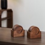 6 teile/satz Nussbaum Bahn Holz Tee Zeremonie Tablett Kaffee Tasse Massivholz Isolierung Pad – Bild 3