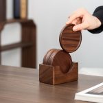 6 teile/satz Nussbaum Bahn Holz Tee Zeremonie Tablett Kaffee Tasse Massivholz Isolierung Pad – Bild 4