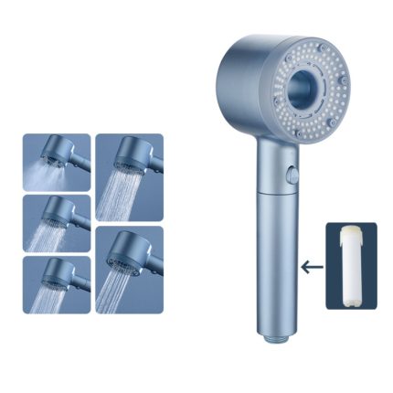 Hochdruck-Handbrause mit 5 Sprühmodi, gefilterter Duschkopf, Basic Silver, Kit Silver, Basic White, Kit White, Basic Gray, Kit Gray