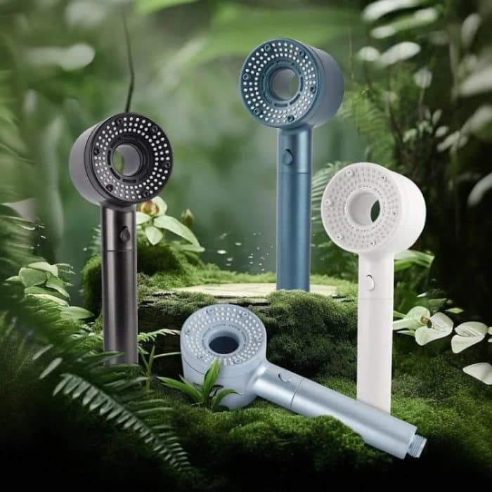 Hochdruck-Handbrause mit 5 Sprühmodi, gefilterter Duschkopf, Basic Silver, Kit Silver, Basic White, Kit White, Basic Gray, Kit Gray – Bild 2