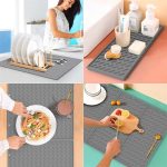 Dreifach gefaltete Abtropfunterlage aus Silikon für Schüssel und Geschirr, Abtropfmatte für die Küchentheke, 62 x 40cm – Bild 7