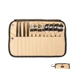 AOTU AT6471 12 teile/satz Outdoor 304 Edelstahl Camping Besteck Set Mit Lagerung Tasche, With Chopsticks Khaki, With Dinner Knife Mud Color