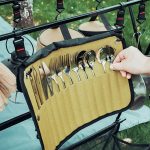 AOTU AT6471 12 teile/satz Outdoor 304 Edelstahl Camping Besteck Set Mit Lagerung Tasche, With Chopsticks Khaki, With Dinner Knife Mud Color – Bild 2