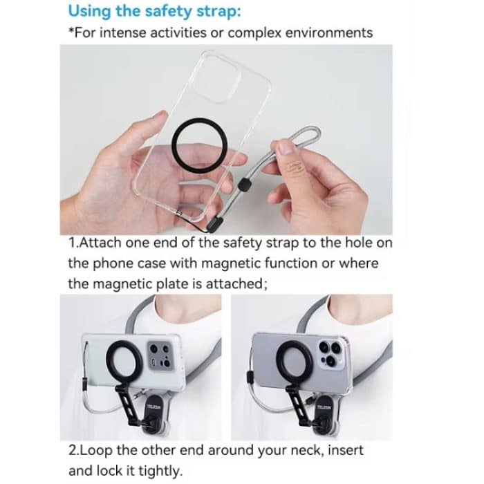 TELESIN MNM-002 Magsafe Magnetischer Saugnapf für Mobiltelefone zum Aufhängen am Hals, POV-Betrachtungswinkel, Lazy Stand – Bild 10