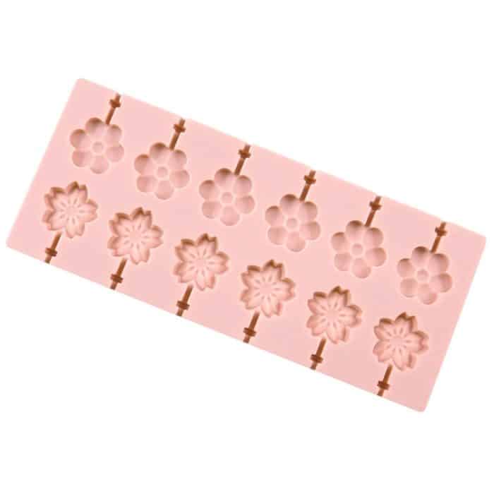 12 Grids Kirschblüte Lollipop Form Schokolade Chip Formen – Bild 2